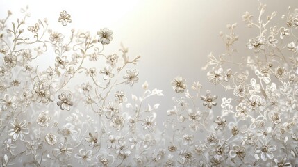 Delicate floral embroidery on sheer fabric.