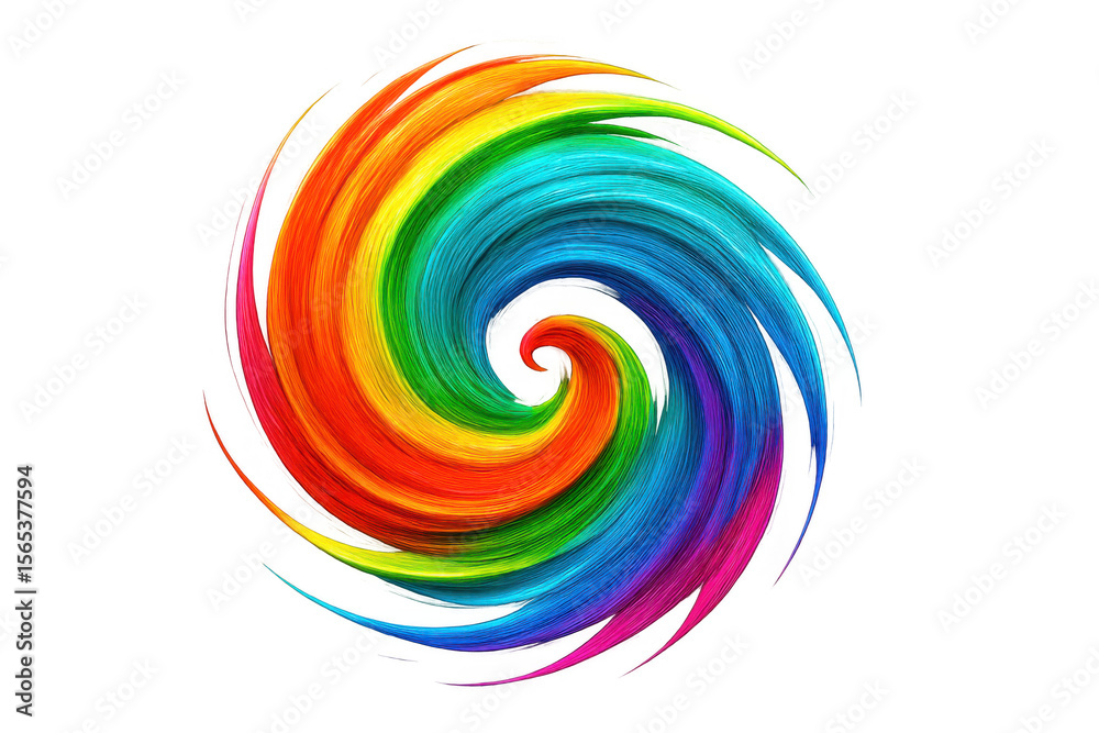 Poster colorful swirl creating a vortex with transparent background, perfect for creative projects needing 