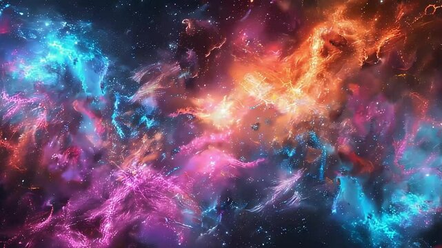 Cosmic nebulae are colorful in the wild space with twinkling stars footage