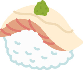 Nodoguro Sushi illustration hand drawn style isolated on white background