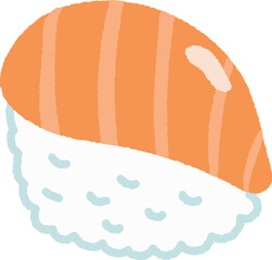 Salmon Nigiri Sushi Piece illustration hand drawn style isolated on white background