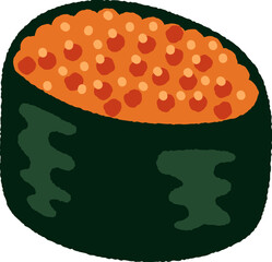 Tobiko Sushi illustration hand drawn style isolated on white background