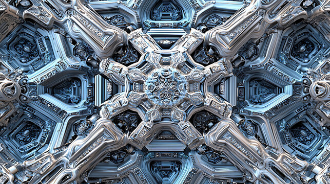 A large, intricate design of metal and glass