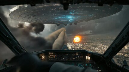 Hero spaceship attacking UFO alien plastic explosion - Powered by Adobe