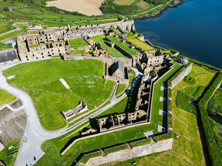 Charles Fort, Kinsale, Ireland: May 20, 2024: The Charles Fort Historical Site that was guarding Kinsale Bay and fell to the War of Irish Independence from a UAV Drone.
