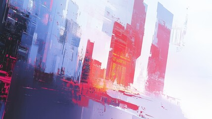 Abstract cityscape view of futuristic structures.