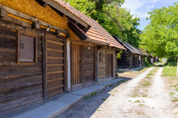 Traditional Wooden Wine Cellars near Kalnik, Croatia