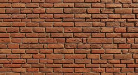 Obraz premium Full frame of a red brick wall with irregular textured bricks and dark mortar lines