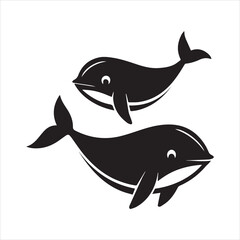 Naklejka premium blue whale silhouette vector illustration