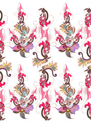 seamless pattern with birds and flowers