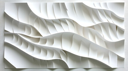 Obraz premium The image is a white abstract piece with a wave-like pattern
