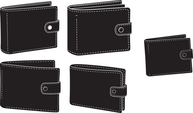 Leather wallet accessory silhouette vector illustration