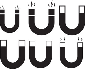 Magnet attraction symbol silhouette vector illustration