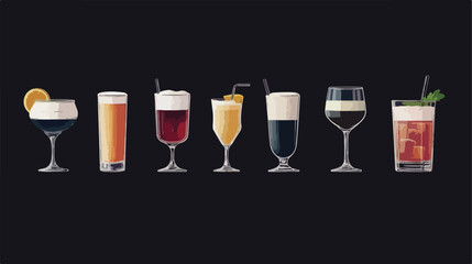 Bundle of Ten Drinks Set Icons Flat Vector Illustration