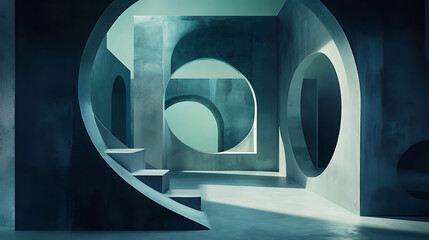 A series of blue and white circles