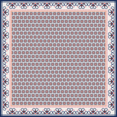 Hijab scarf flower abstract pattern.Ethnic geometric ornament with frame motif border hijab pattern.Design for fabric,print,scarves,shawl,kerchief,bandana,clothing,pareo,pillows,tablecloth,decoration.