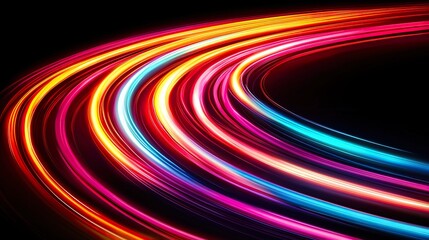 Abstract neon light streaks on a dark background, dynamic, futuristic