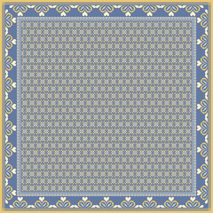Hijab scarf flower abstract pattern.Ethnic geometric ornament with frame motif border hijab pattern.Design for fabric,print,scarves,shawl,kerchief,bandana,clothing,pareo,pillows,tablecloth,decoration.