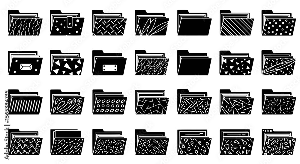 Poster comprehensive set of varied patterned file folder icons digital design elements graphical user inter