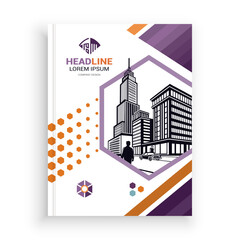 Modern business card template with vector illustration of a city building silhouette and clean design elements for marketing and print materials