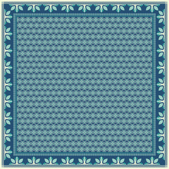 Hijab scarf flower abstract pattern.Ethnic geometric ornament with frame motif border hijab pattern.Design for fabric,print,scarves,shawl,kerchief,bandana,clothing,pareo,pillows,tablecloth,decoration.