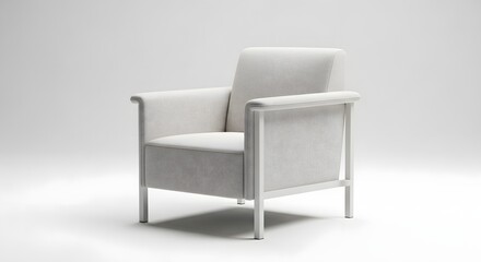Modern White Armchair on White Background