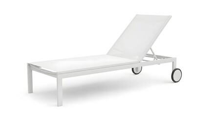 White Modern Chaise Lounge on Wheels Isolated