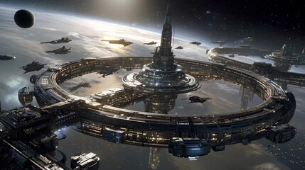 Giant sci-fi spaces science fiction hips space station futuristic - Powered by Adobe