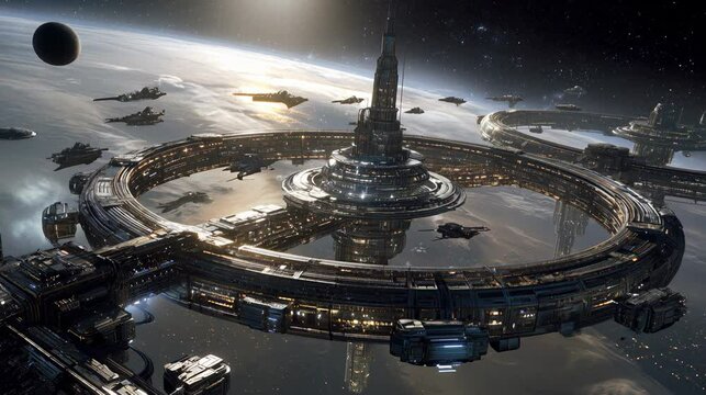 Giant sci-fi spaces science fiction hips space station futuristic