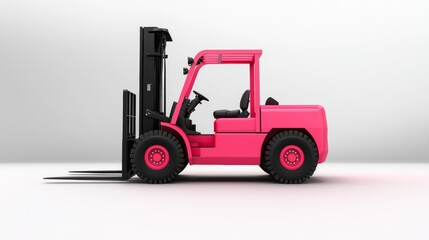 Single forklift with details on a plain white background, emphasizing the logistics system in the warehouse.