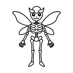 bone fairy creature outline in line art vector