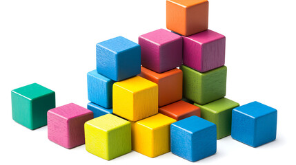 Fototapeta premium A stack of colorful wooden blocks