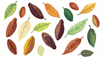 Obraz premium Cacao Tree Leaves Illustration with Flat Vector Design