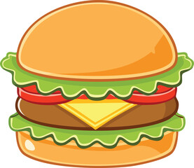 A delicious cheeseburger with lettuce and tomato, ready to eat.