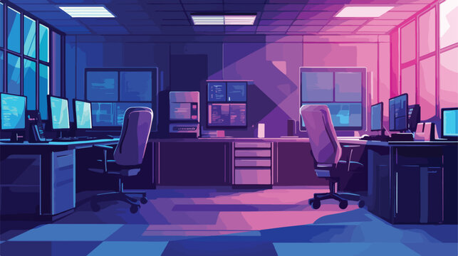 Modern Call Center Design in Flat Vector Illustration