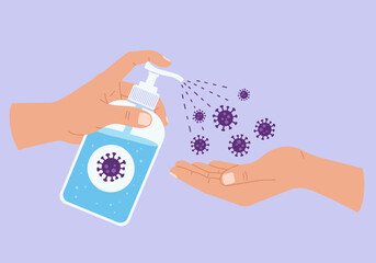 Hand Sanitizer Application to Prevent Virus Spread Health and Hygiene Concept