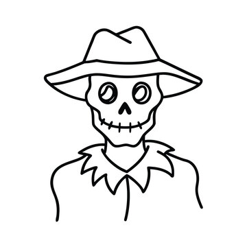 skeleton wearing hat, black outline clip art preview
