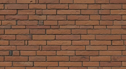 Fototapeta premium Textured reddishbrown brick wall showcasing individual bricks varied hues and dark mortar joints