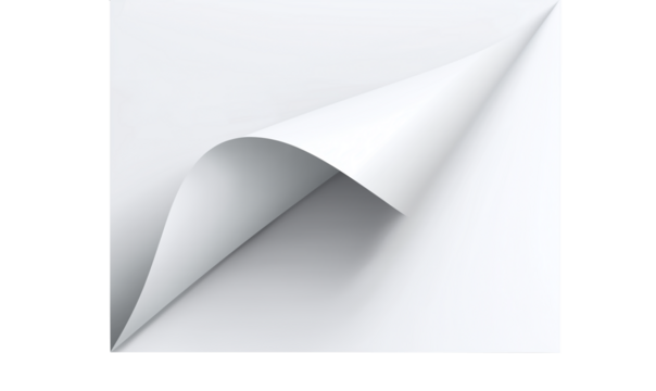 Realistic curls of the corners of a paper page on a transparent background with shadow, curled corners of a sheet of paper. The white edges of the vector stickers are curved. Corners of paper scroll