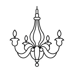 elegant chandelier outline line art vector 
