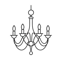 elegant chandelier outline line art vector 