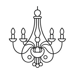 elegant chandelier outline line art vector 
