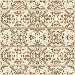 Vintage Ornamental Tile Pattern with Geometric Floral and Circle Motifs