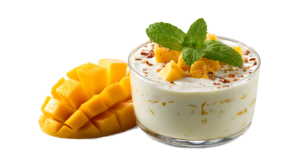 Mango Lassi dessert isolated on a white background