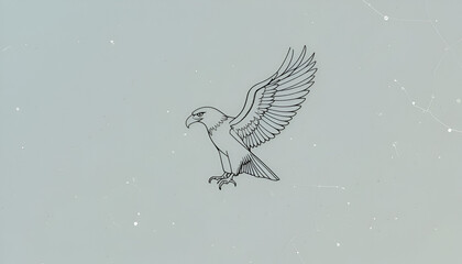 Majestic bald eagle soars in a vintage, sketchy illustration with textured background, perfect for patriotic or nature-themed design projects.