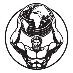 Greek God Titan Atlas holding planet earth in his hands vector image