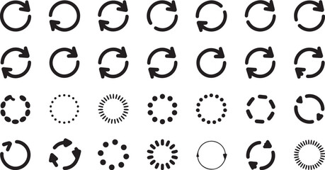 Circular Arrow Icons Refresh, Reload, Repeat Symbols for Web Design