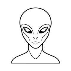 minimal alien vector in line art style