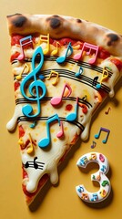 Musical Wave Pizza on Beige Background

