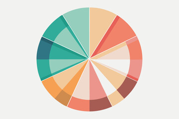 Abstract circular data visualization displaying colorful pie chart segments for modern business concepts